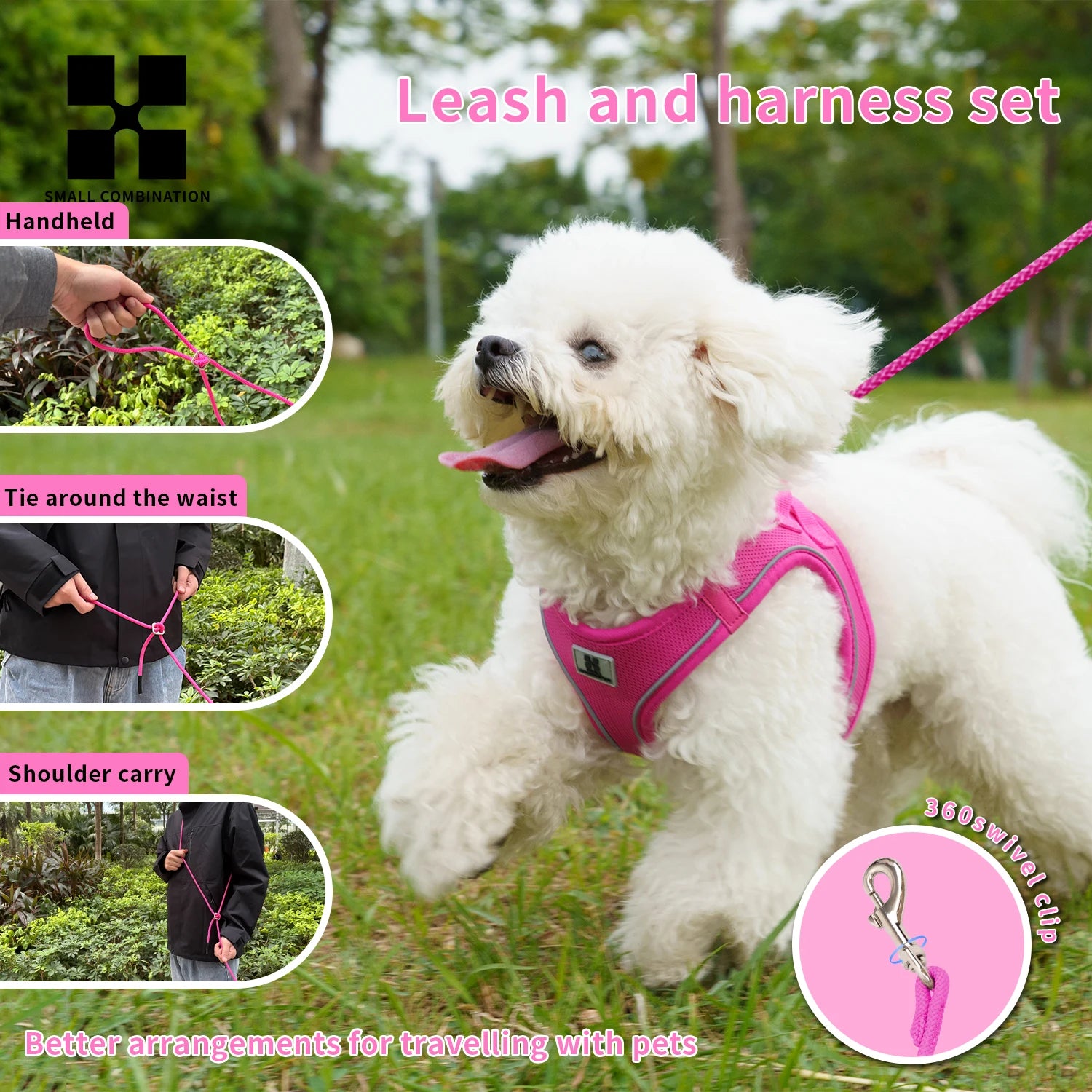 Dog Harness & Leash Set for Small To Medium Dog
