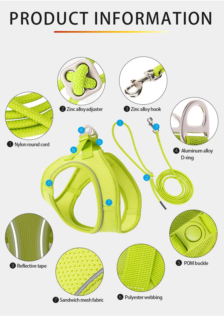 Dog Harness & Leash Set for Small To Medium Dog