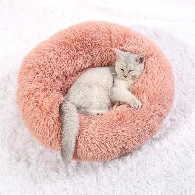 Super Soft Pet Cat Bed Plush Full Size Washable Calm Bed Donut Bed Comfortable Sleeping Artifact Suitable For Winter