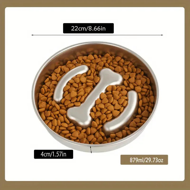 Premium Stainless Steel Choke Prevention And Slow Eating Food Bowl