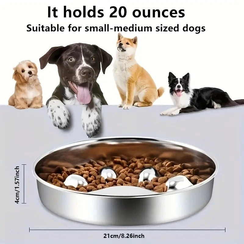 Premium Stainless Steel Choke Prevention And Slow Eating Food Bowl