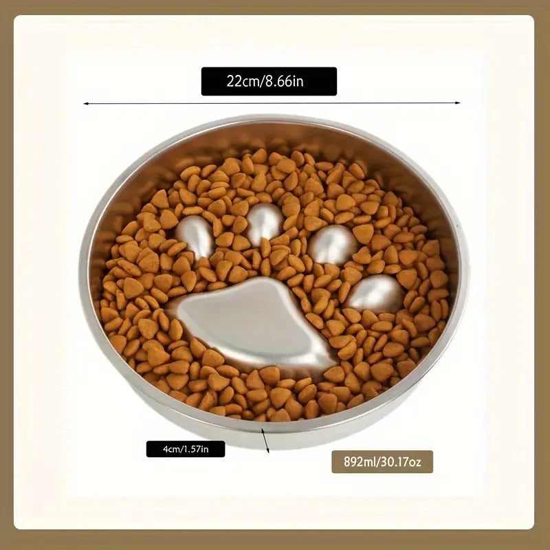 Premium Stainless Steel Choke Prevention And Slow Eating Food Bowl