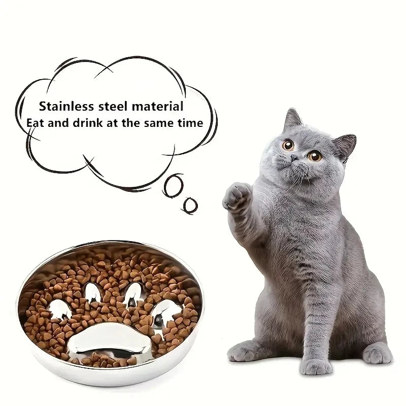 Premium Stainless Steel Choke Prevention And Slow Eating Food Bowl