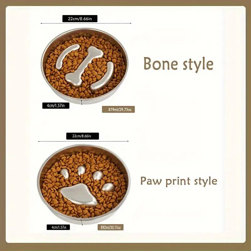 Premium Stainless Steel Choke Prevention And Slow Eating Food Bowl